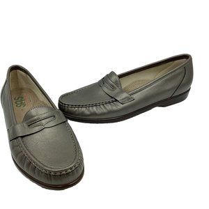 SAS Tripad Comfort Women Size 12 N Gray Leather Comfort Penny Loafers  Made USA